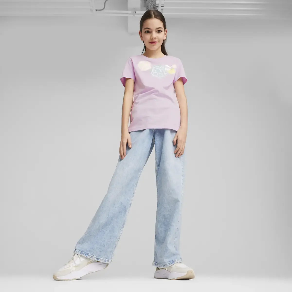 Puma CLASSICS SNFLR Logo Tee Pembe Kız Çocuk T-Shirt