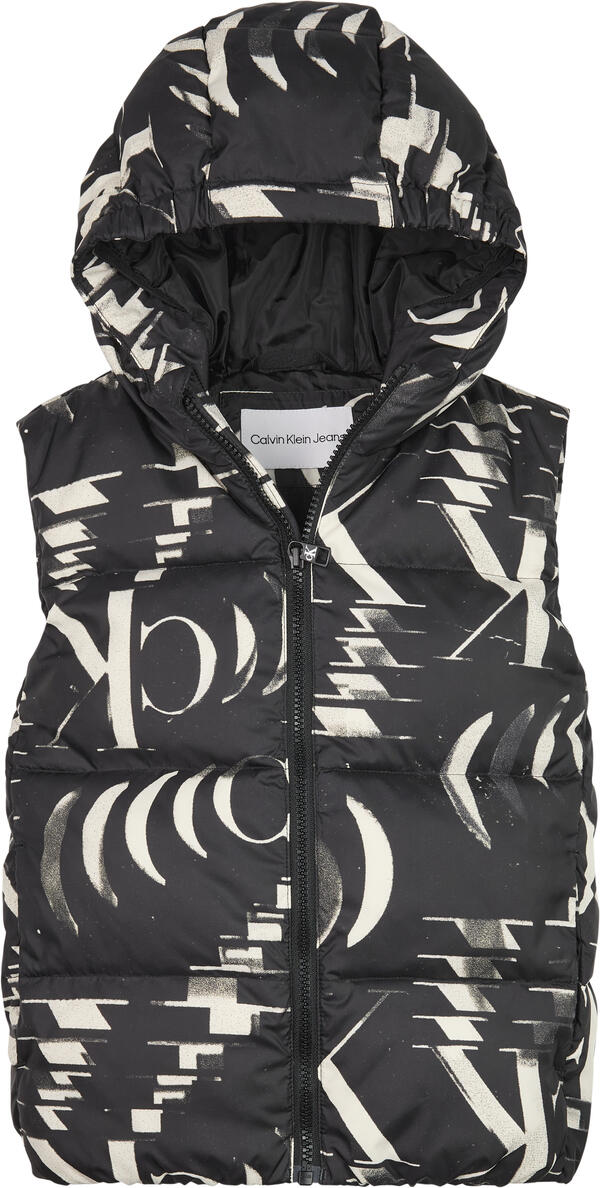 Calvin Klein MONOGRAM AOP VEST PU Erkek Siyah Yelek
