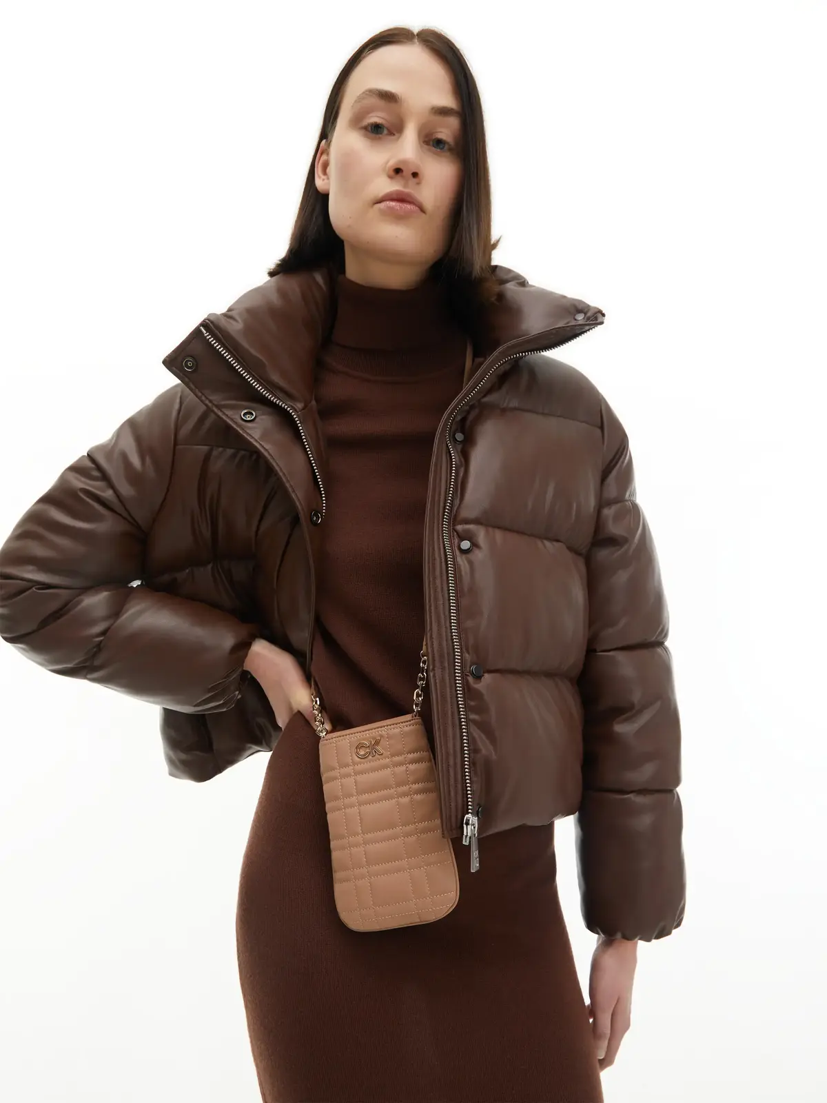 Calvin Klein RE-LOCK QUILT PHONE Erkek Kahverengi Çanta