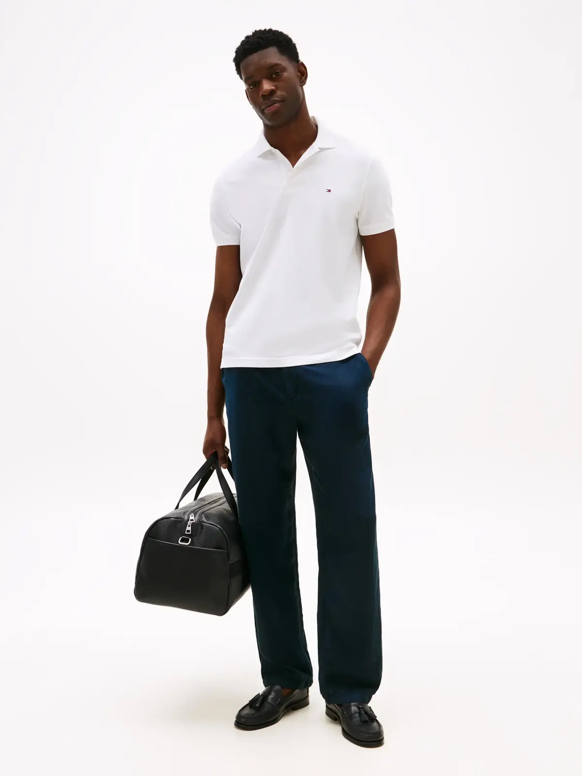 Tommy Hilfiger PERFORMANCE PIQUE RE, YBR Beyaz Erkek T-Shirt & Polo