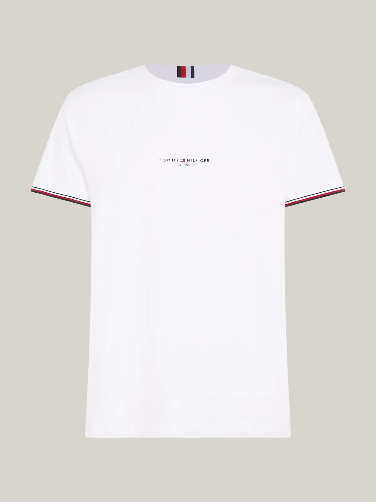 Tommy Hilfiger TOMMY LOGO TIPPED TE, YBR Beyaz Erkek T-Shirt & Polo