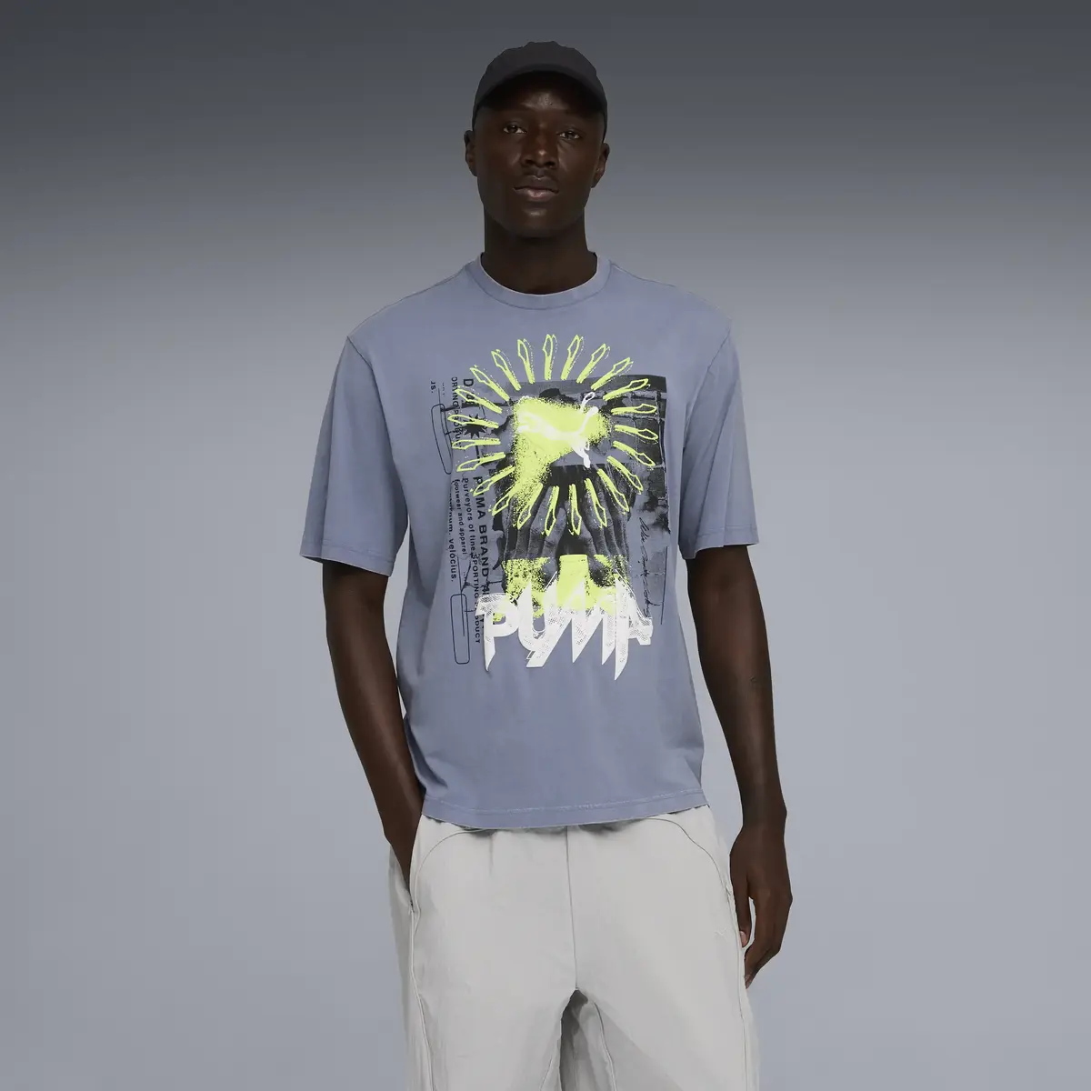 PUMA GRAPHIC Tee Mavi Erkek T-Shirt