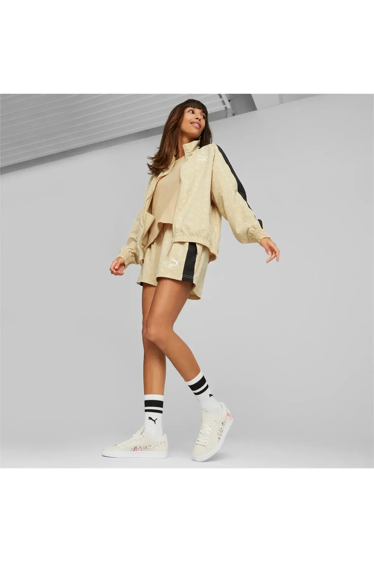 Puma T7 Woven Jacket Kadın Bej Fermuarlı Sweatshirt