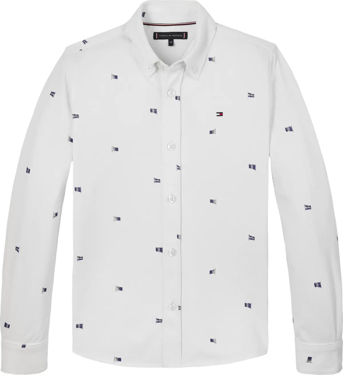 Tommy Hilfiger FLAGS PRINTED PIQUE, YBR Beyaz Erkek Çocuk Gömlek