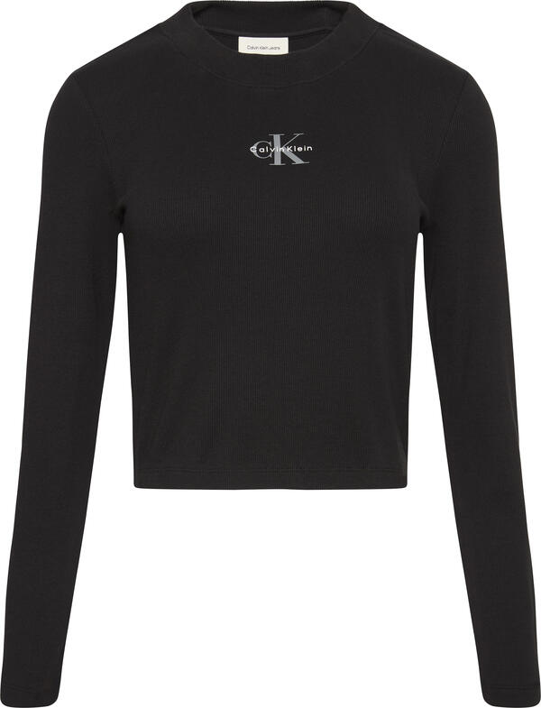 Calvin Klein A- LS MONOGRAM BABY TEE Siyah Kadın T-Shirt