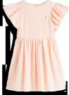 Tommy Hilfiger TEXTURED COTTON DRES, TKZ Pembe Kız Çocuk Elbise-Etek