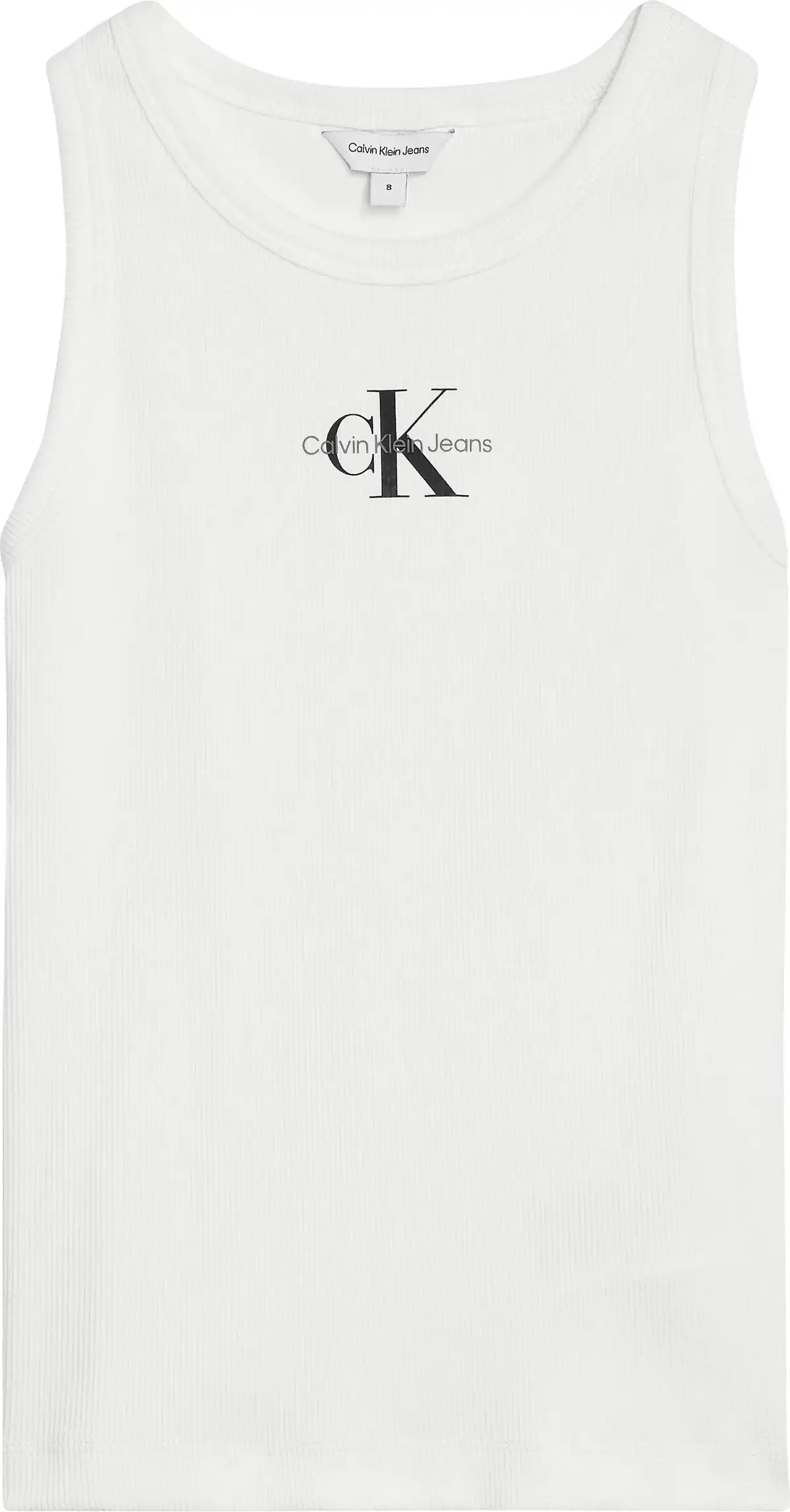 Calvin Klein MONOGRAM RIB SLEEVEL Kadın Beyaz T-Shirt