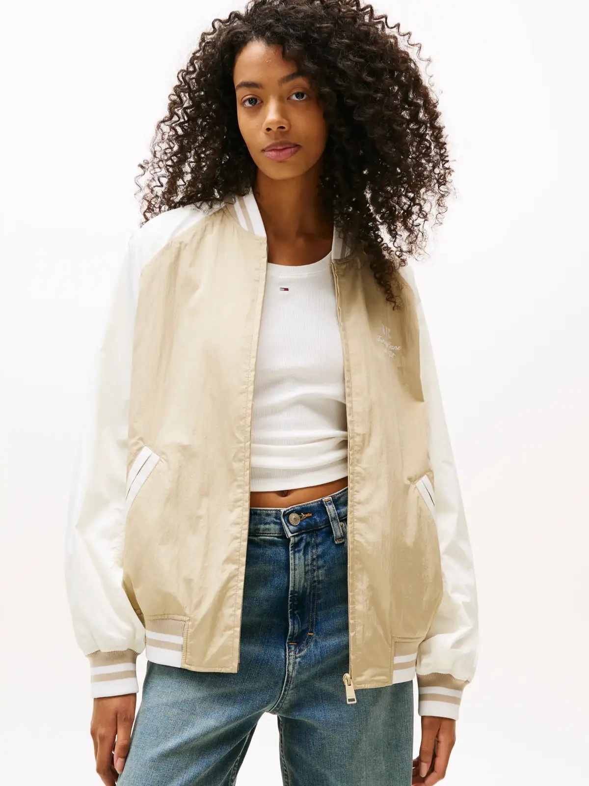 Tommy Hilfiger TJW SOUVENIR BOMBER Krem Kadın Bomber Ceket
