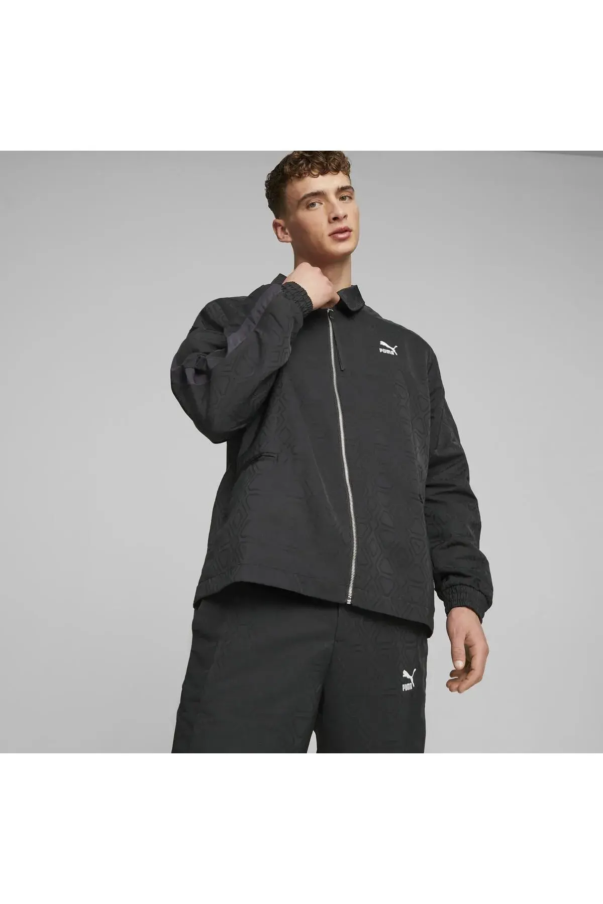 Puma LUXE SPORT T7 Woven AOP Jacket Siyah Erkek Fermuarlı Sweatshirt