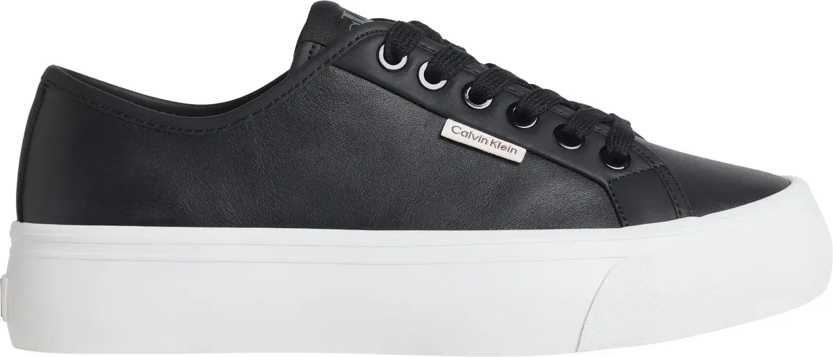 Calvin Klein VULC FLATF LACE UP LTH Kadın Siyah Günlük Spor Ayakkabı