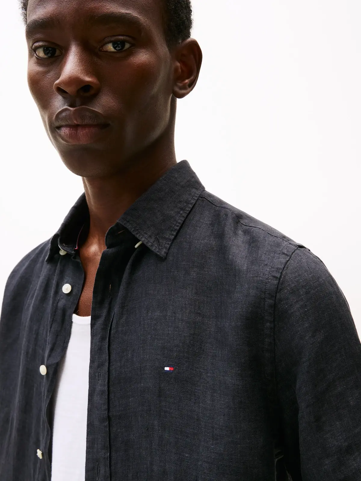 Tommy Hilfiger PIGMENT DYED LINEN R, BDS Siyah Erkek Gömlek