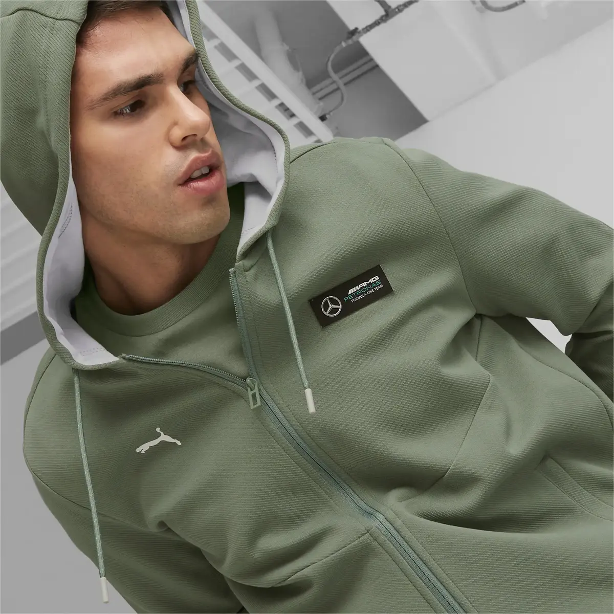 Puma MAPF1 Hooded Sweat Jacket Yeşil Erkek Fermuarlı Hoodie