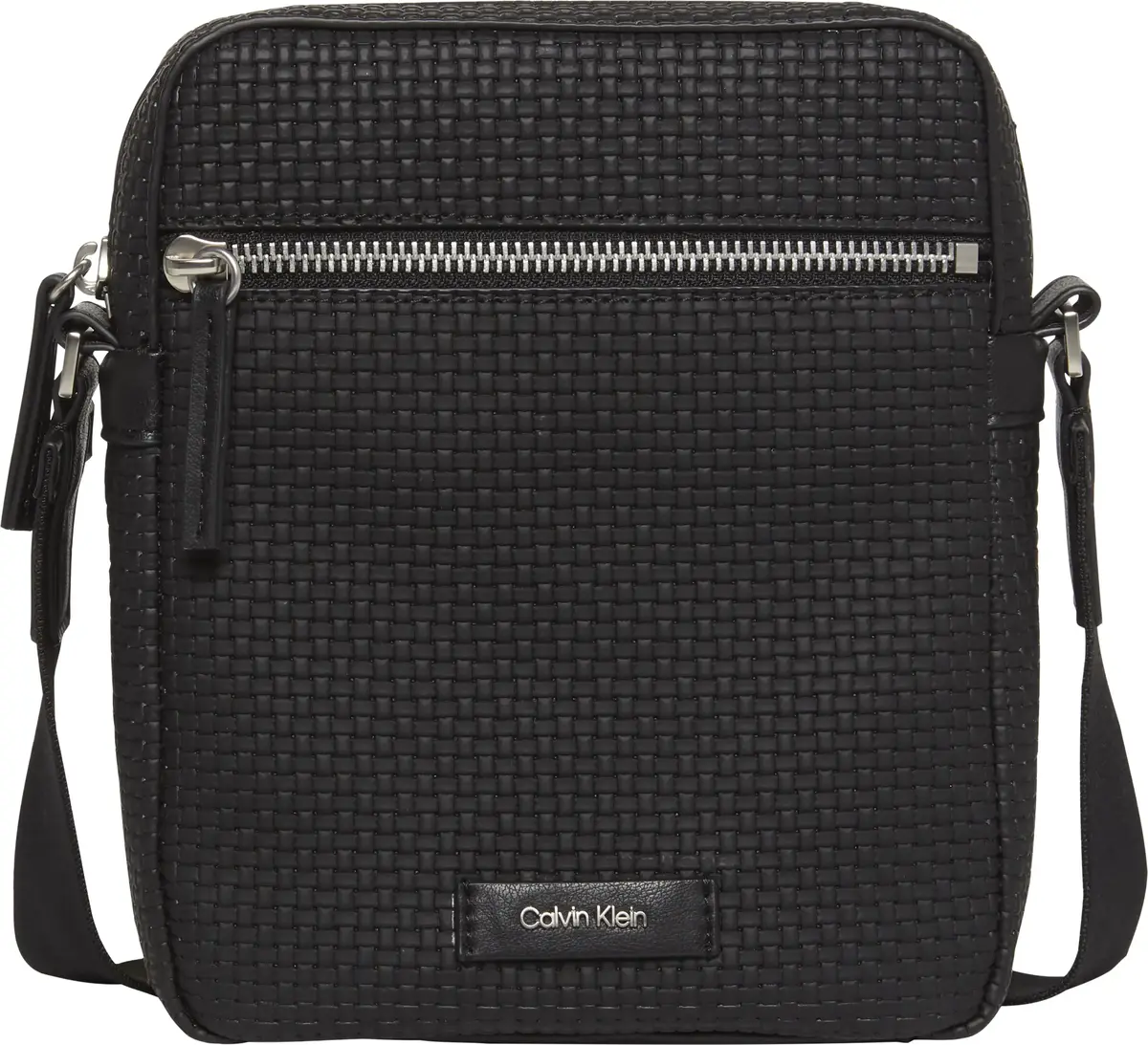 Calvin Klein EMBOSSED WOVEN REPORTER Erkek Siyah Omuz Çanta