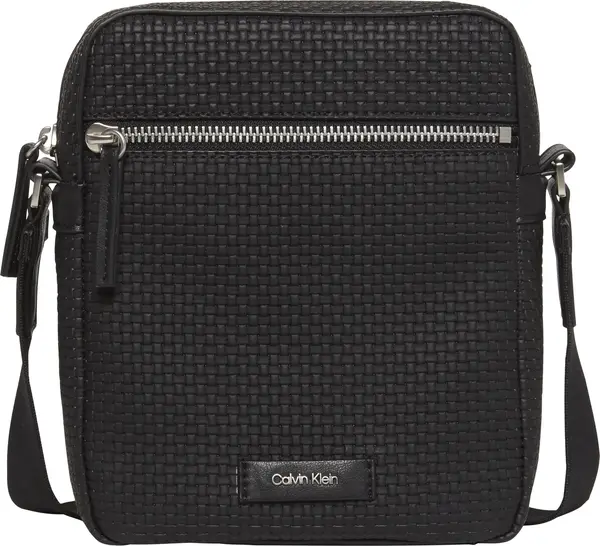 Calvin Klein EMBOSSED WOVEN REPORTER Erkek Siyah Omuz Çanta
