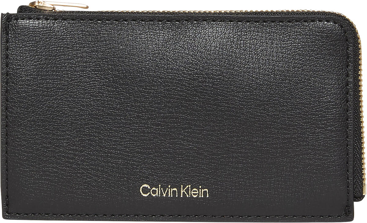 Calvin Klein FOIL LOGO TOP ZIP CARDCASE Siyah Kadın Cüzdan