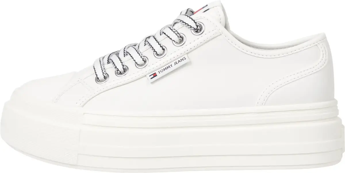 Tommy Hilfiger TJW FOXING VULC LC L, YBL Beyaz Kadın Spor Ayakkabı & Sneaker