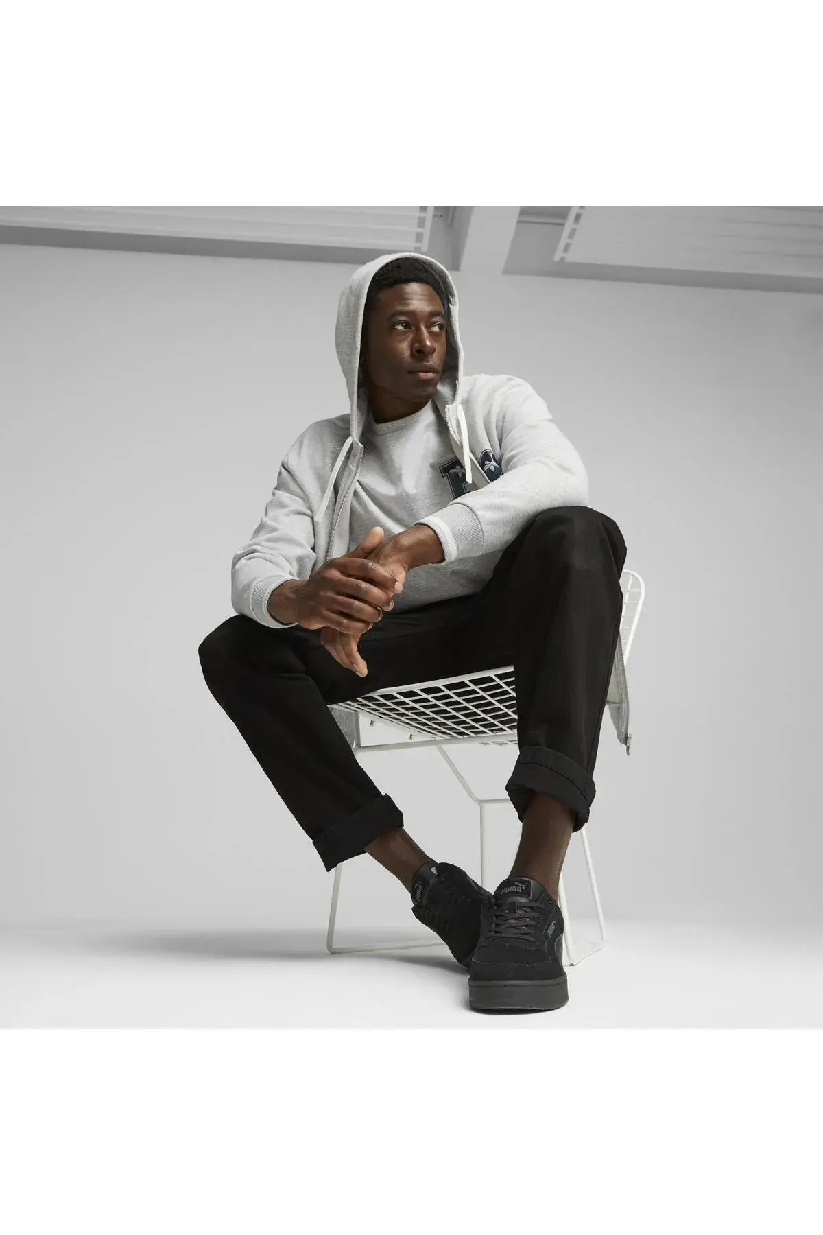 Puma SQUAD FZ Hoodie FL Açık Gri Erkek Hoodie