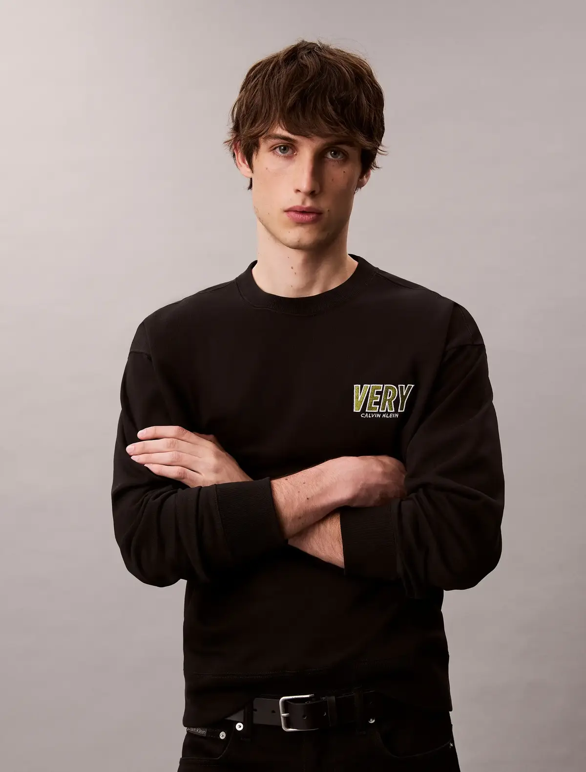 Calvin Klein PREMIUM FLEECE LOGO, UB1 Siyah Erkek Sweatshirt