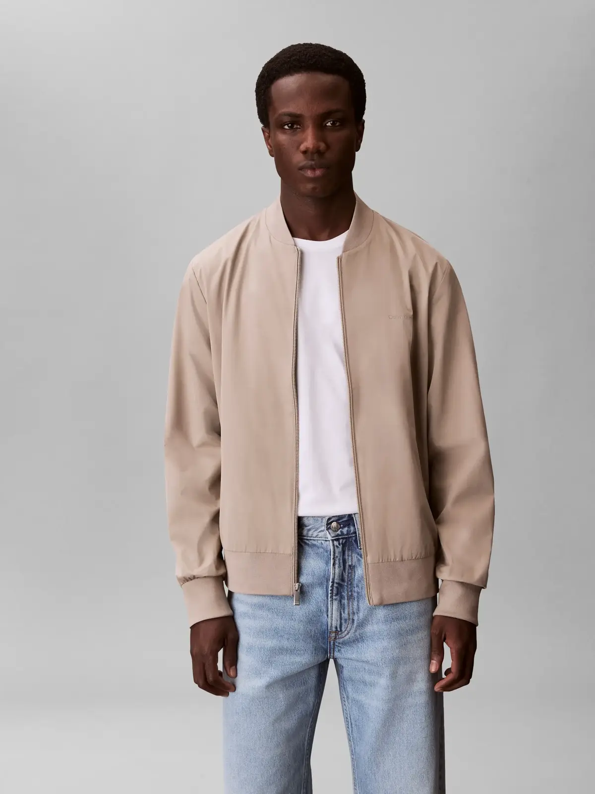 Calvin Klein LS MATTE BOMBER JACK Bej Erkek Fermuarlı Ceket