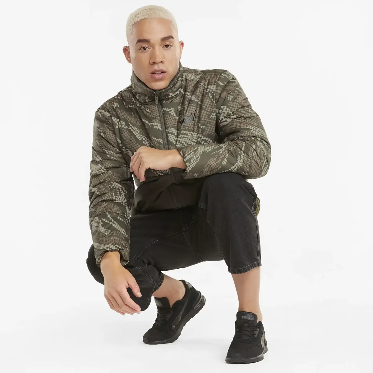 Puma ESS + Padded AOP Jacket Yeşil Erkek Şişme Mont