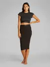 Calvin Klein RIB CROP TEE, UB1 Siyah Kadın T-Shirt & Polo