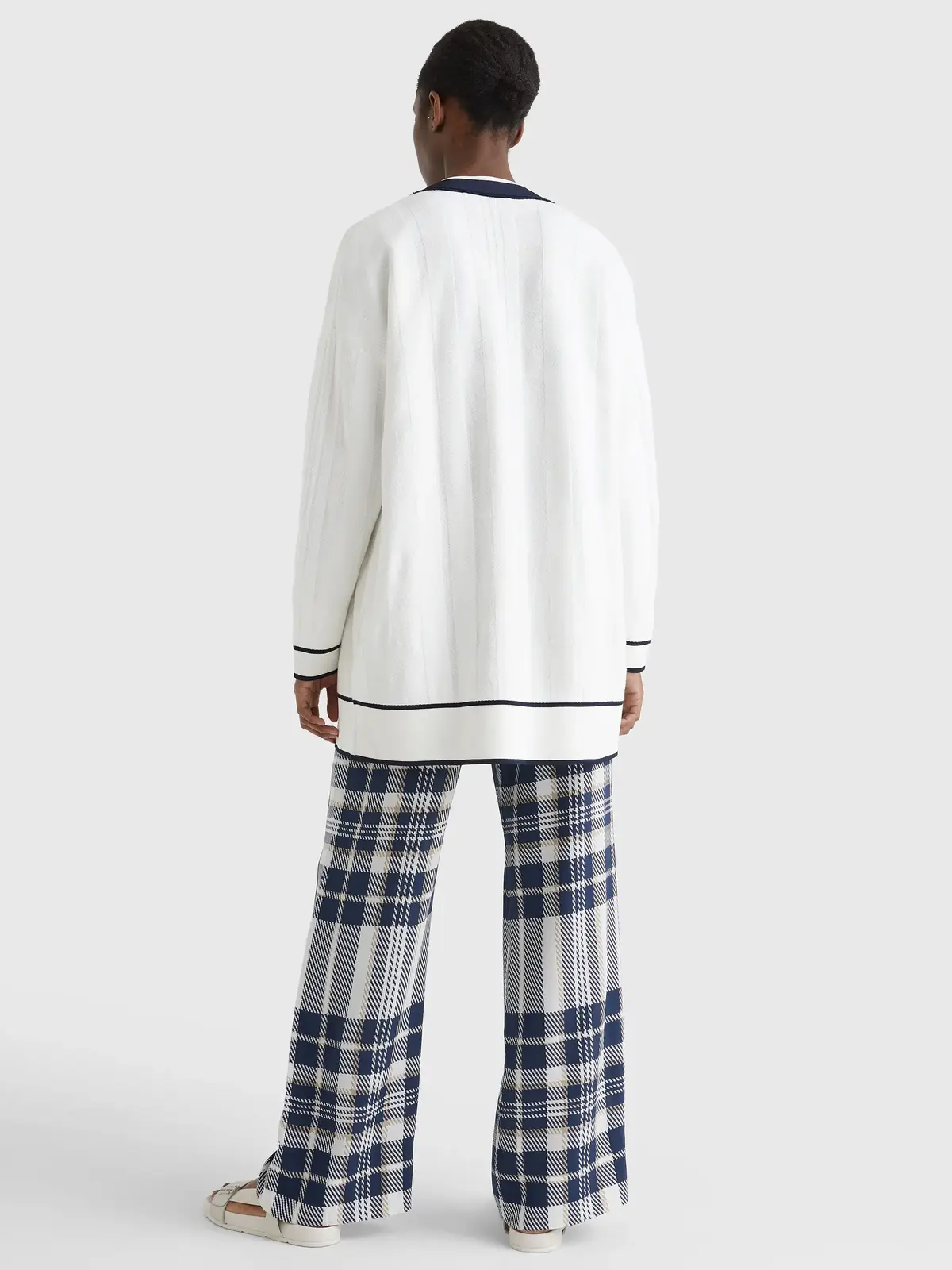 Tommy Hilfiger ICON CHECK CARDIGAN Kadın Krem Kazak