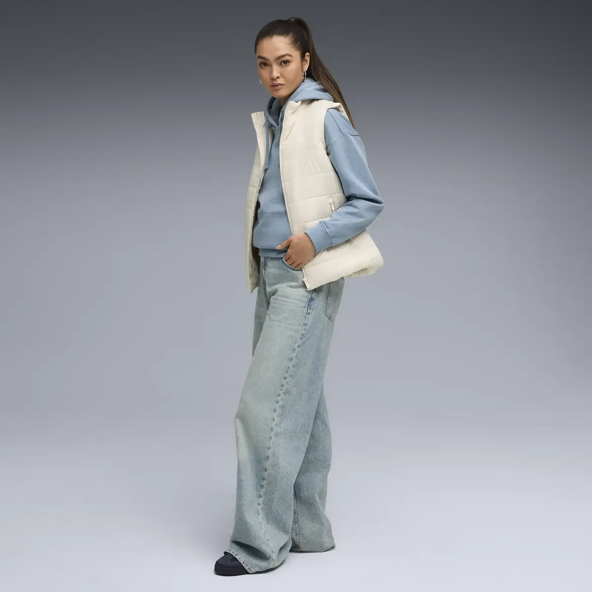 PUMA ESS Small No. 1 Logo Hoodie Kadın Mavi Sweatshirt