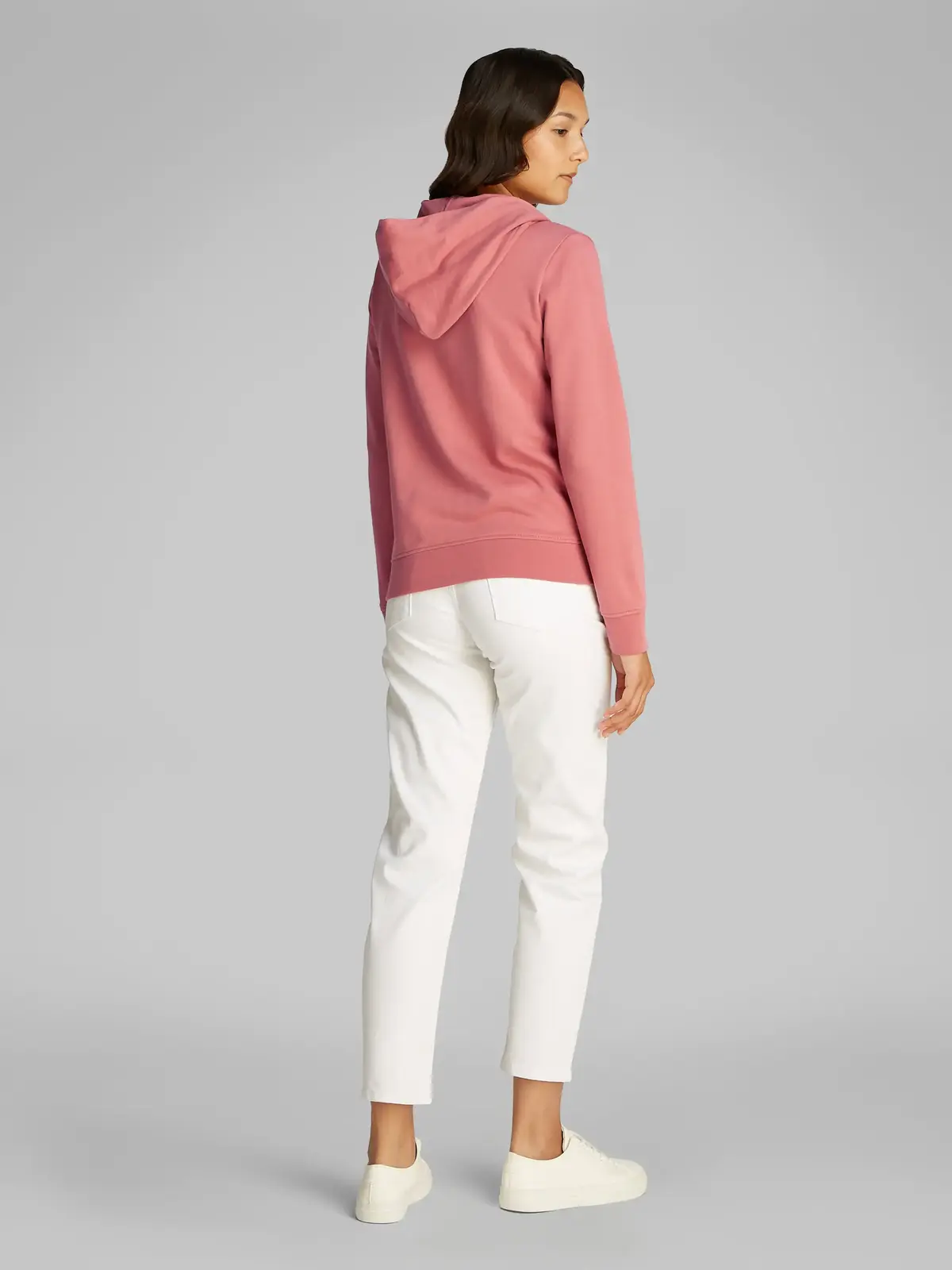 Calvin Klein CK EMB TERRY ZIP THR Pembe Kadın Fermuarlı Kapüşonlu Sweatshirt