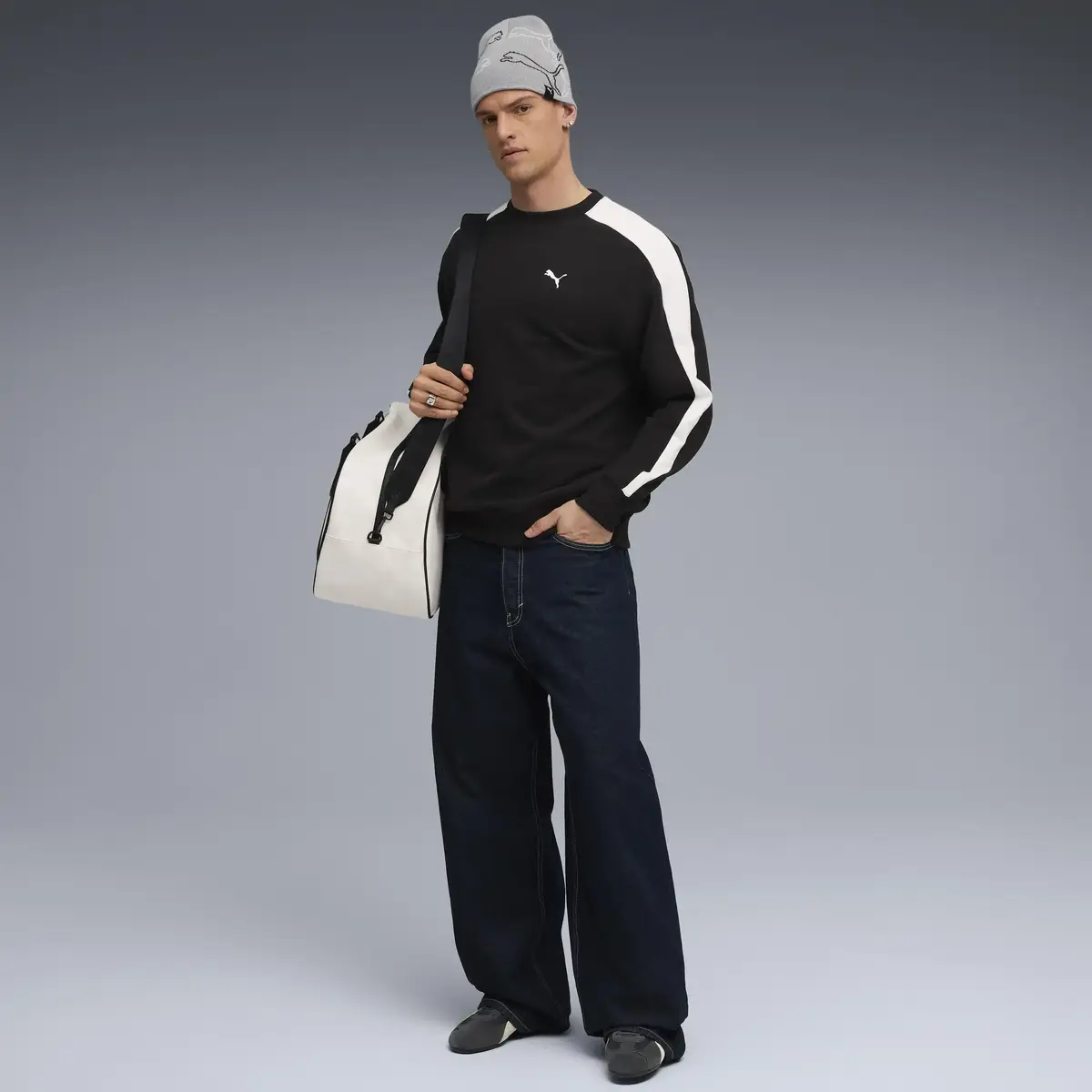 Puma T7 Relaxed Crew Siyah Erkek Sweatshirt