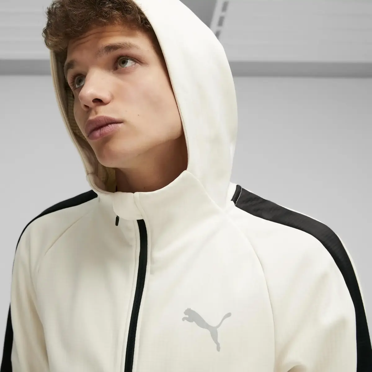 Puma EVOSTRIPE Full-Zip Hoodie Bej Erkek Sweatshirt