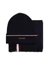 Tommy Hilfiger Rubberised Logo Beanie and Scarf Gift Set Lacivert Erkek Atkı Bere Seti