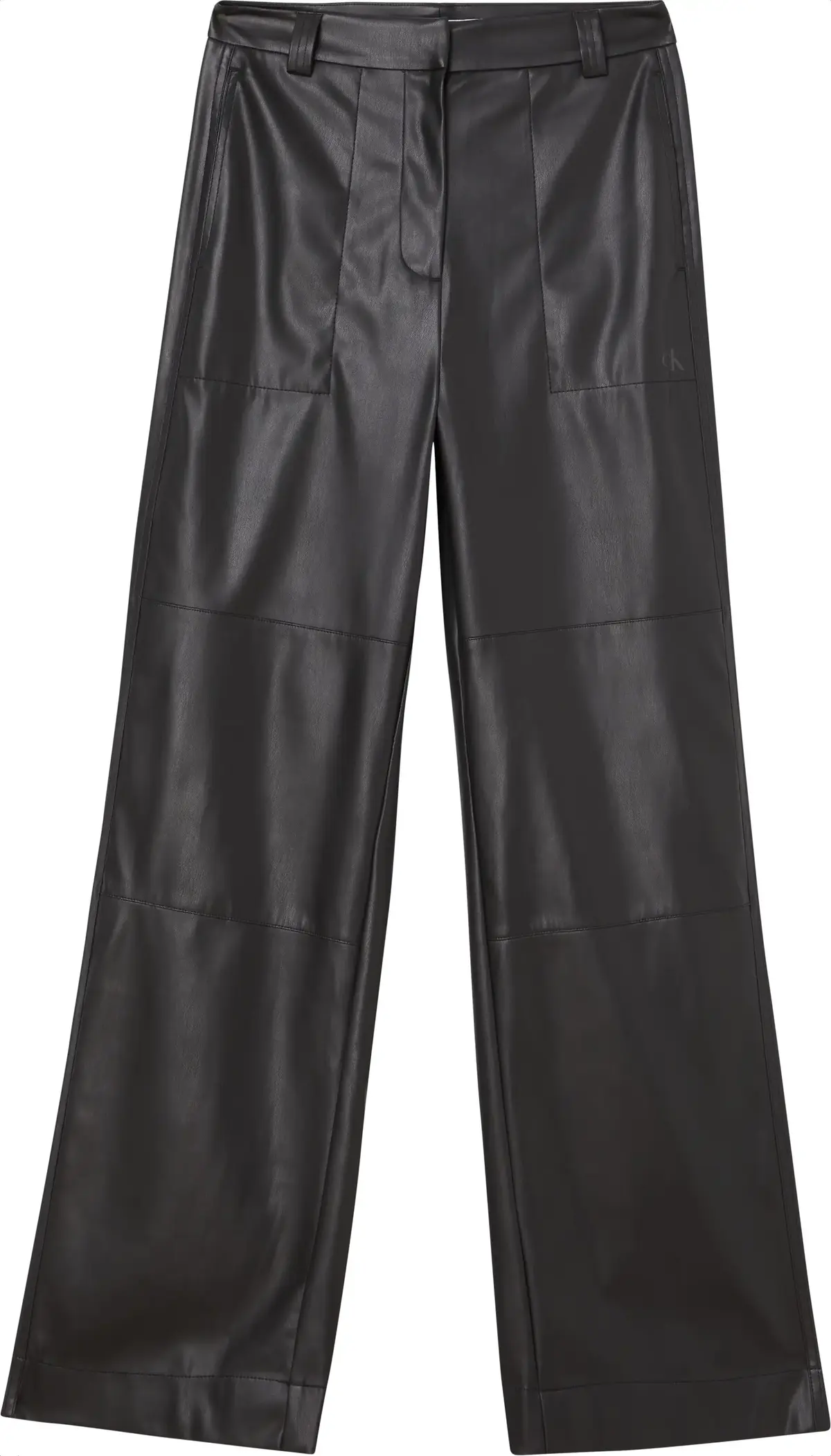 Calvin Klein FAUX LEATHER WIDE LE Kadın Siyah Geniş Paça Pantolon