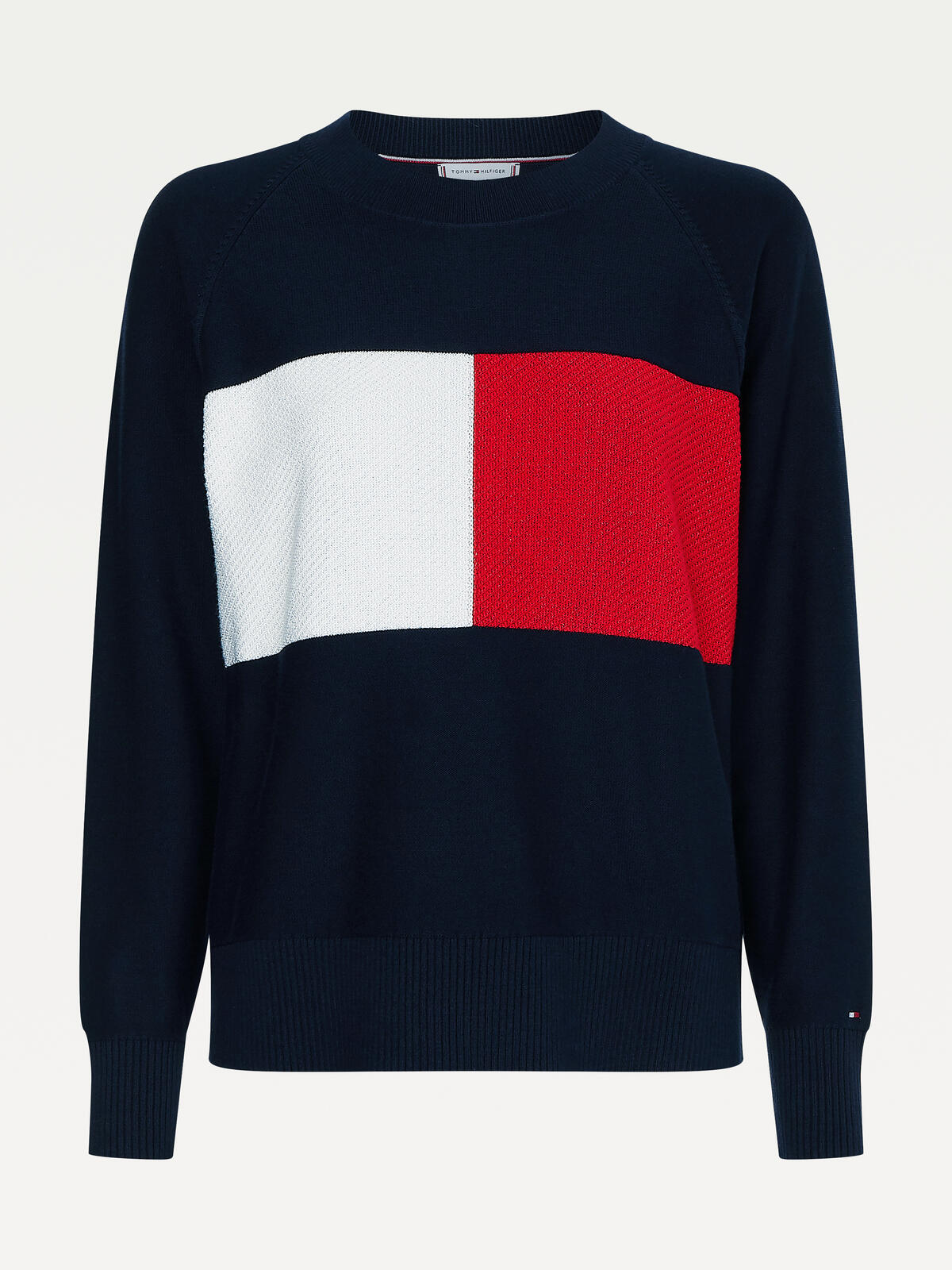 Tommy Hilfiger ORG CO REGULAR FLAG Kadın Siyah Kazak