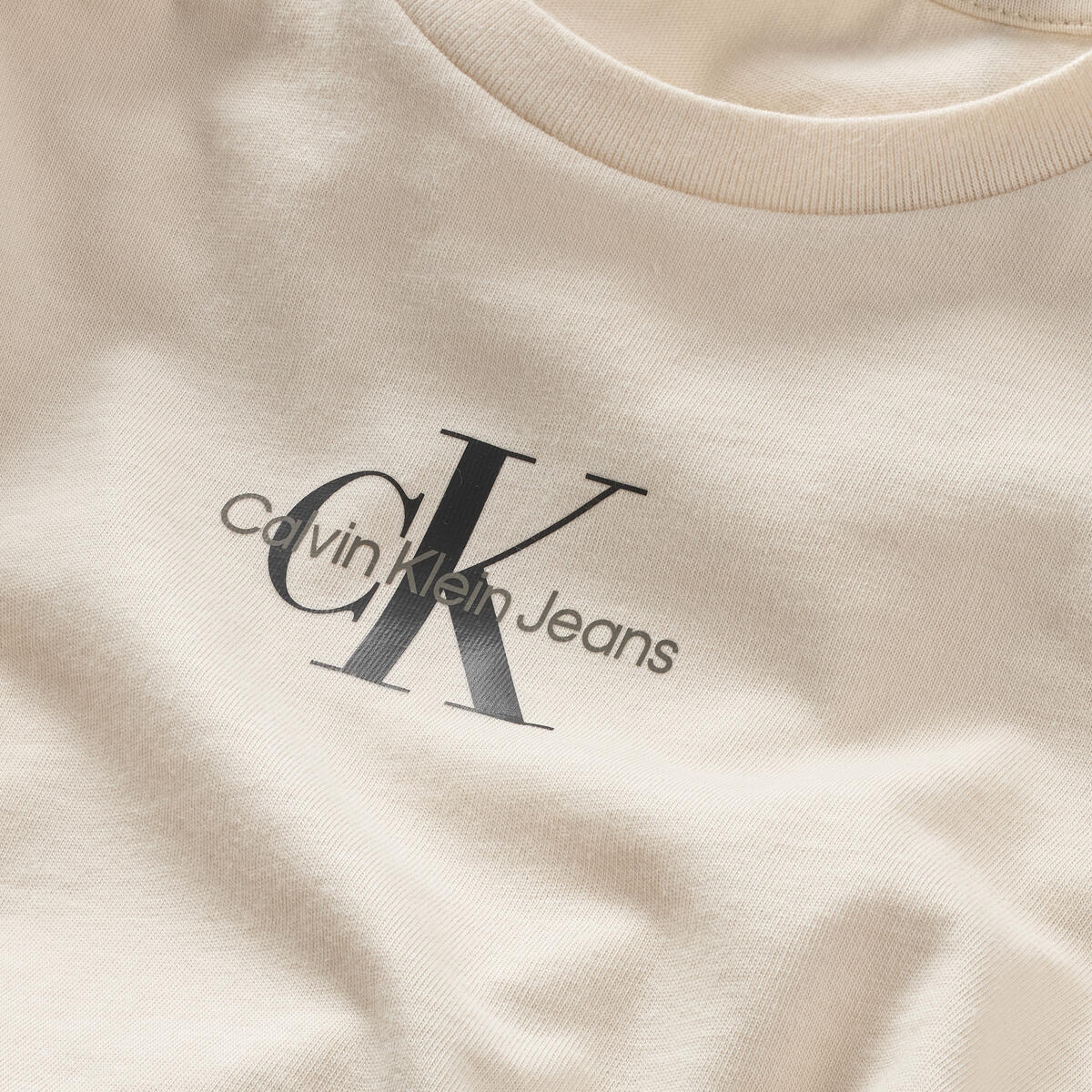 Calvin Klein MICRO MONOGRAM TOP Kadın Krem T-Shirt