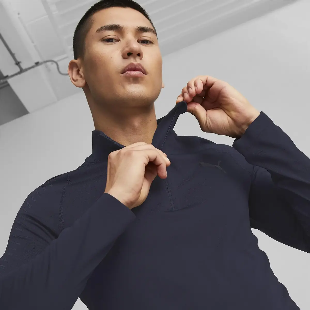 Puma Formknıt Seamless 1/2 Zıp Lacivert Erkek Yarım Fermuarlı Spor Üst