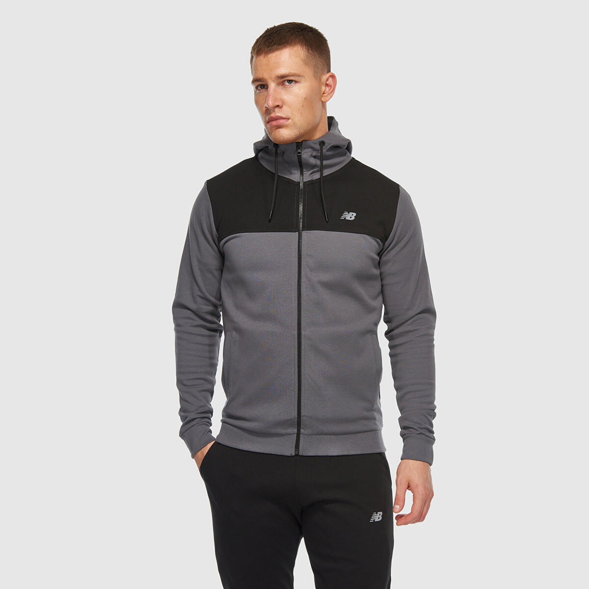New Balance MNJ3408 Erkek Antrasit Fermuarlı Ceket