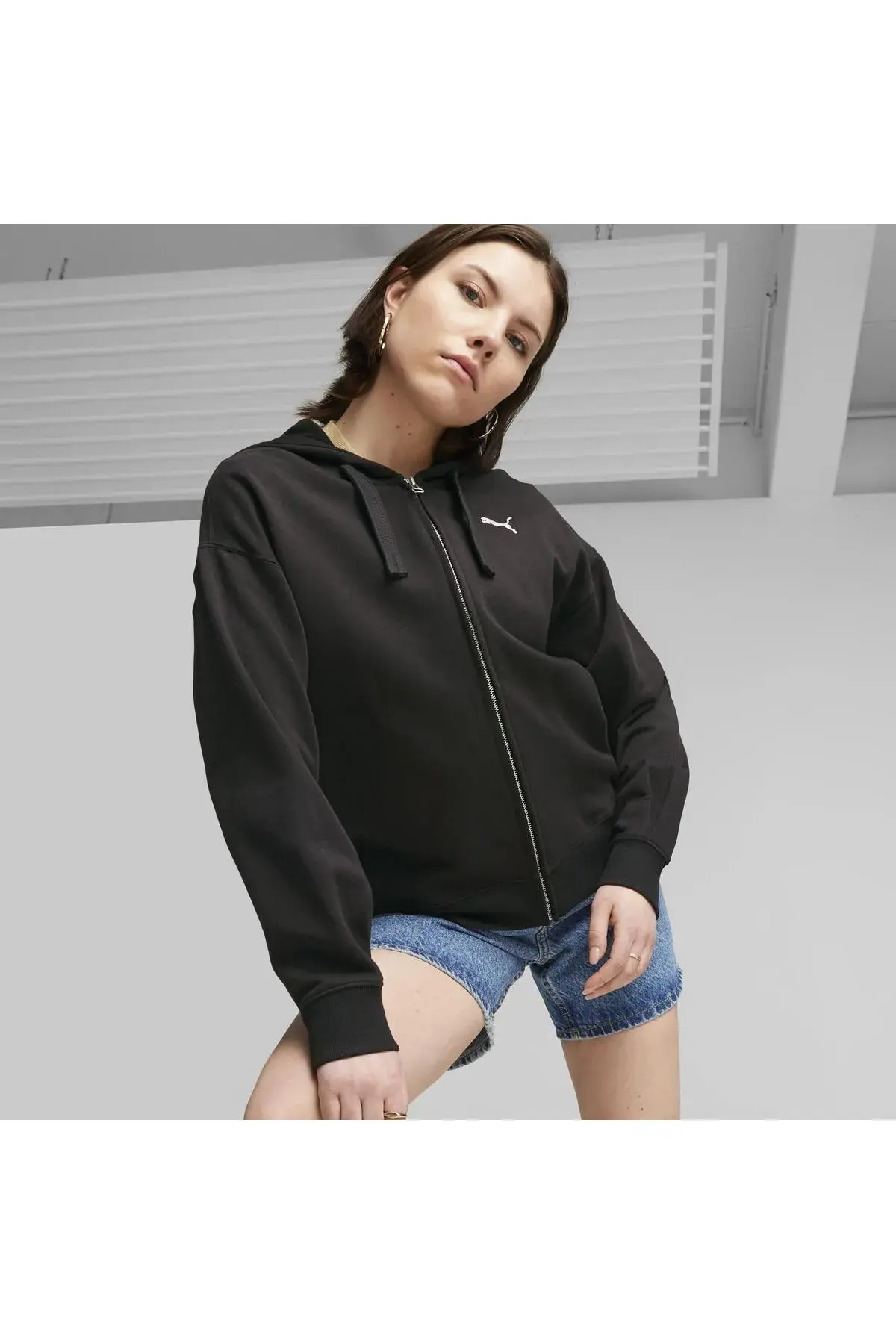 Puma HER Full-Zip Hoodie TR Siyah Kadın Fermuarlı Hoodie