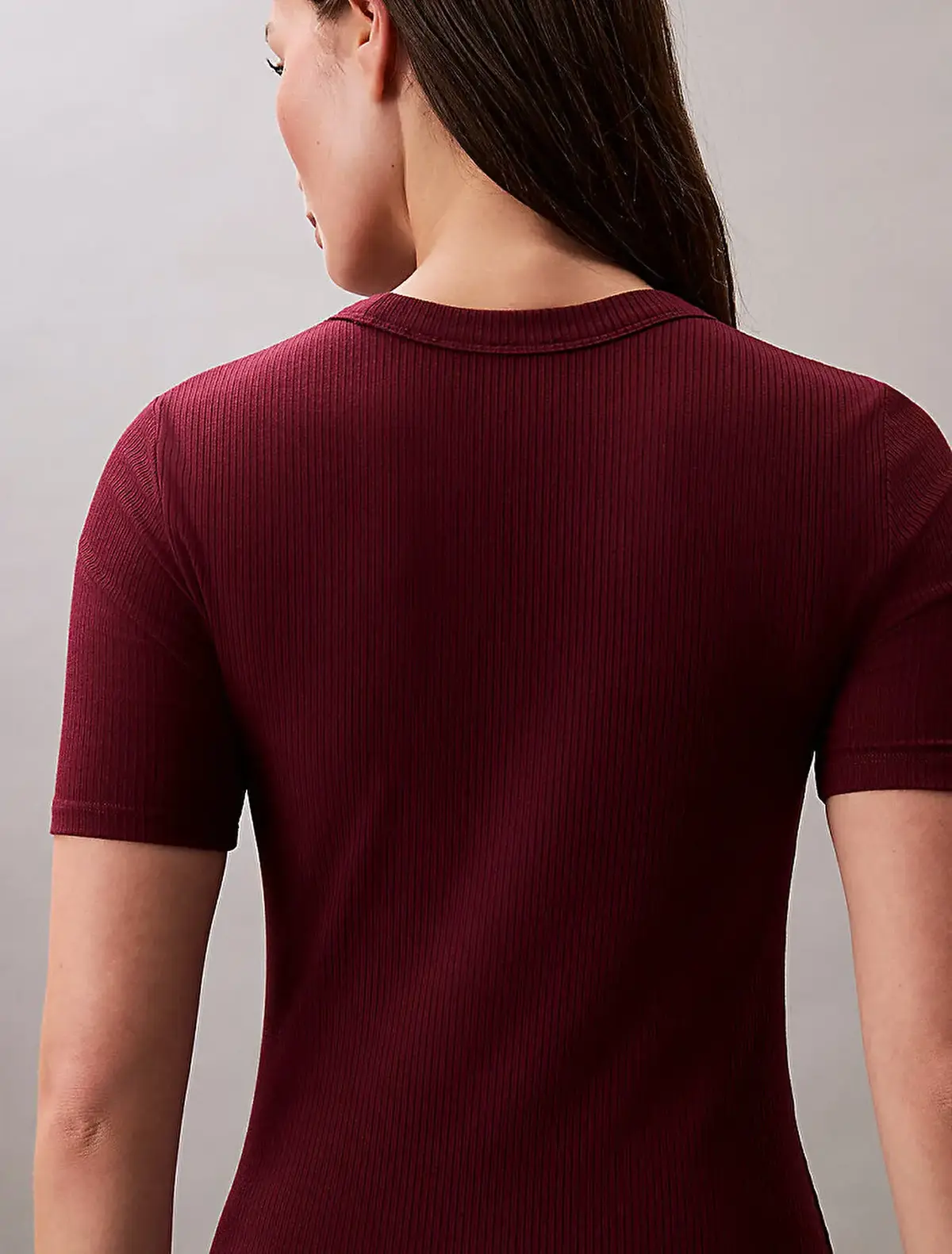 Calvin Klein A - MODAL RIB SS DRESS Bordo Kadın Elbise