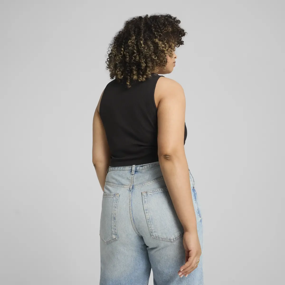 Puma WARDROBE ESS Ribbed Crop Top Siyah Kadın Crop