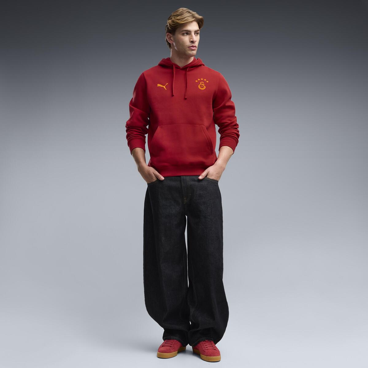 Puma GSK FtblESS Hoodie FL GALATASARAY FtblESSENTIALS Erkek Kapüşonlu SWEATSHIRT