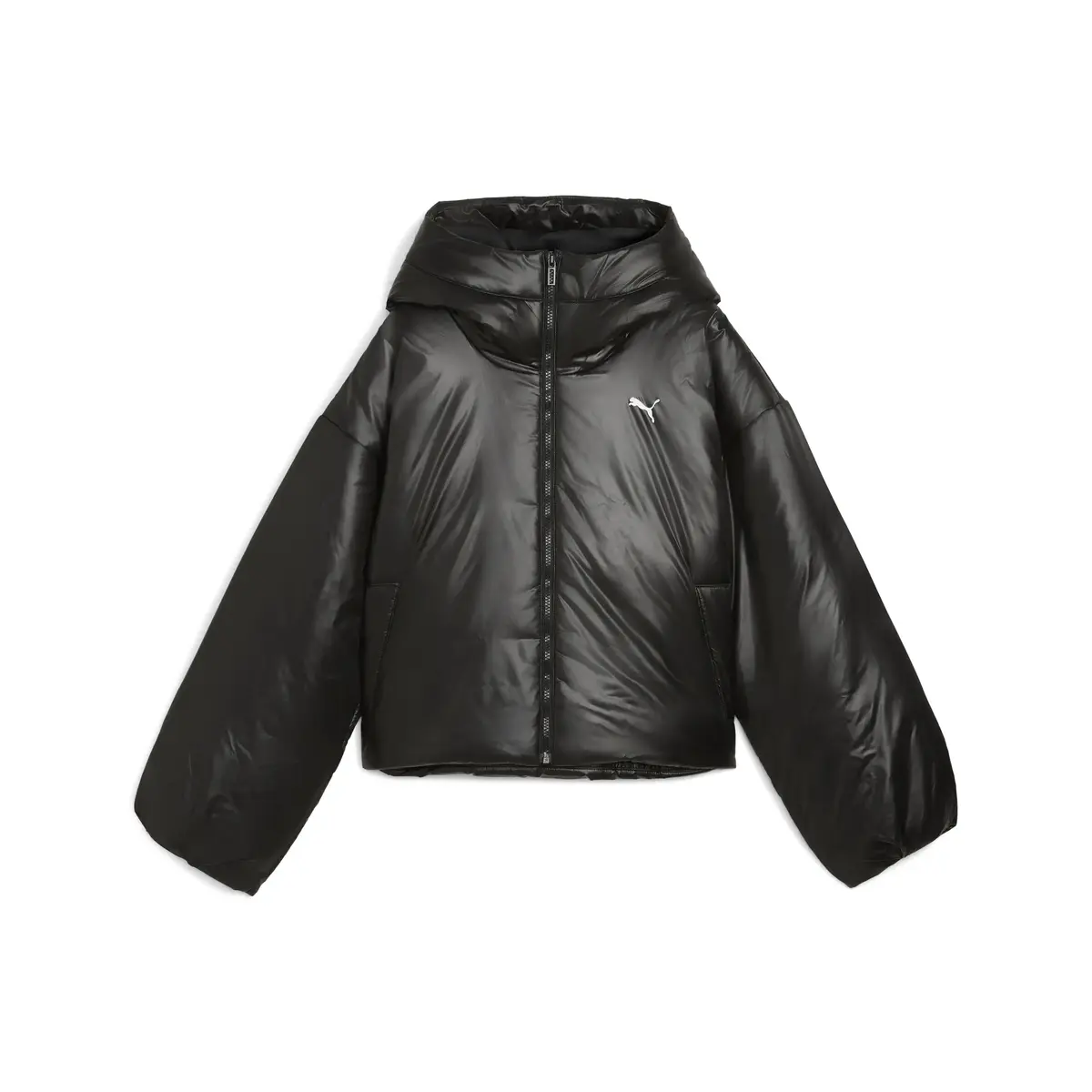 Puma Shiny Hooded Padded Jacket Siyah Kadın Mont