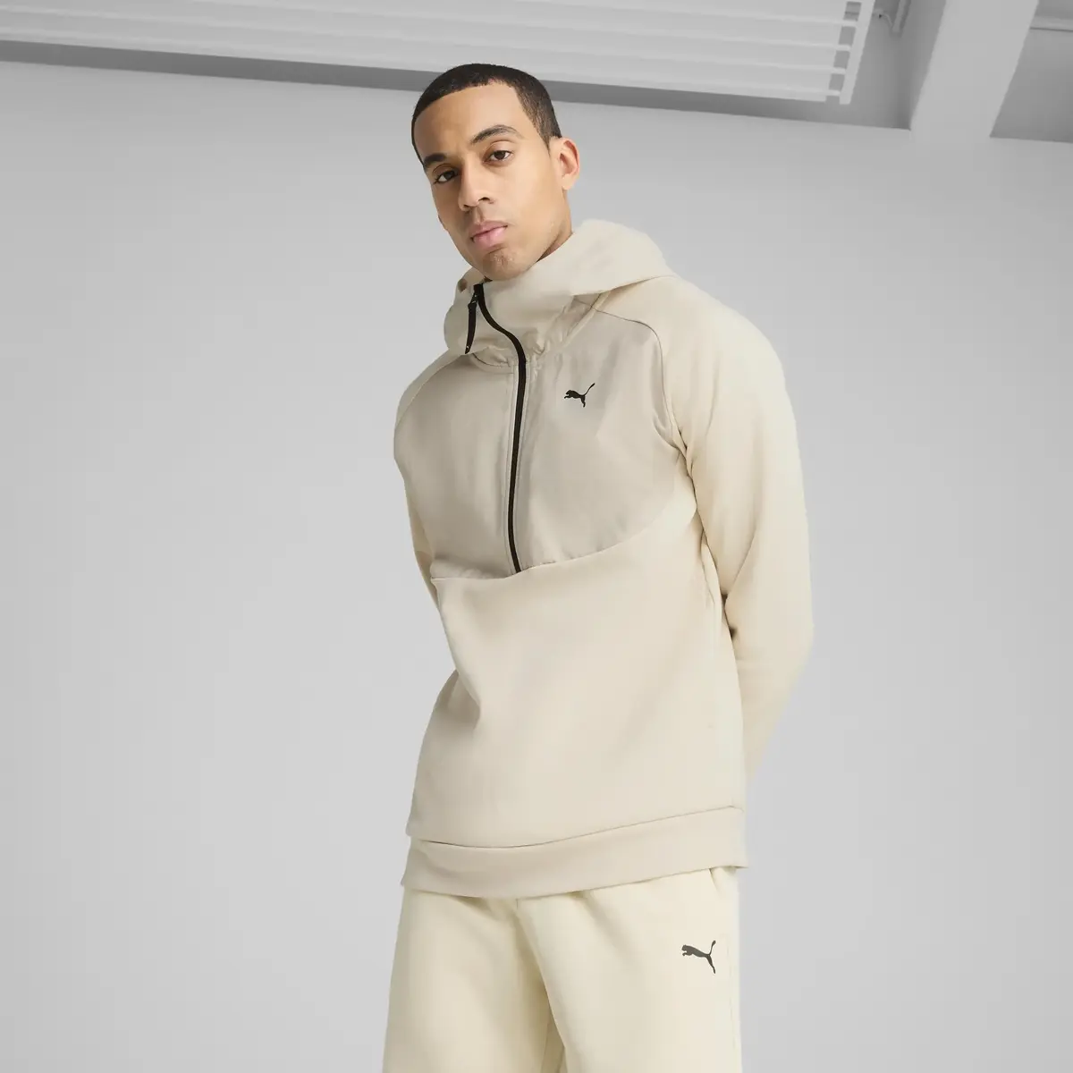 PUMATECH Half-Zip Hoodie Bej Erkek Hoodie