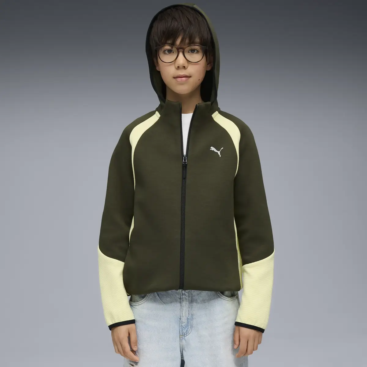 Puma EVOSTRIPE Full-Zip Hoodie Yeşil Unisex Sweatshirt