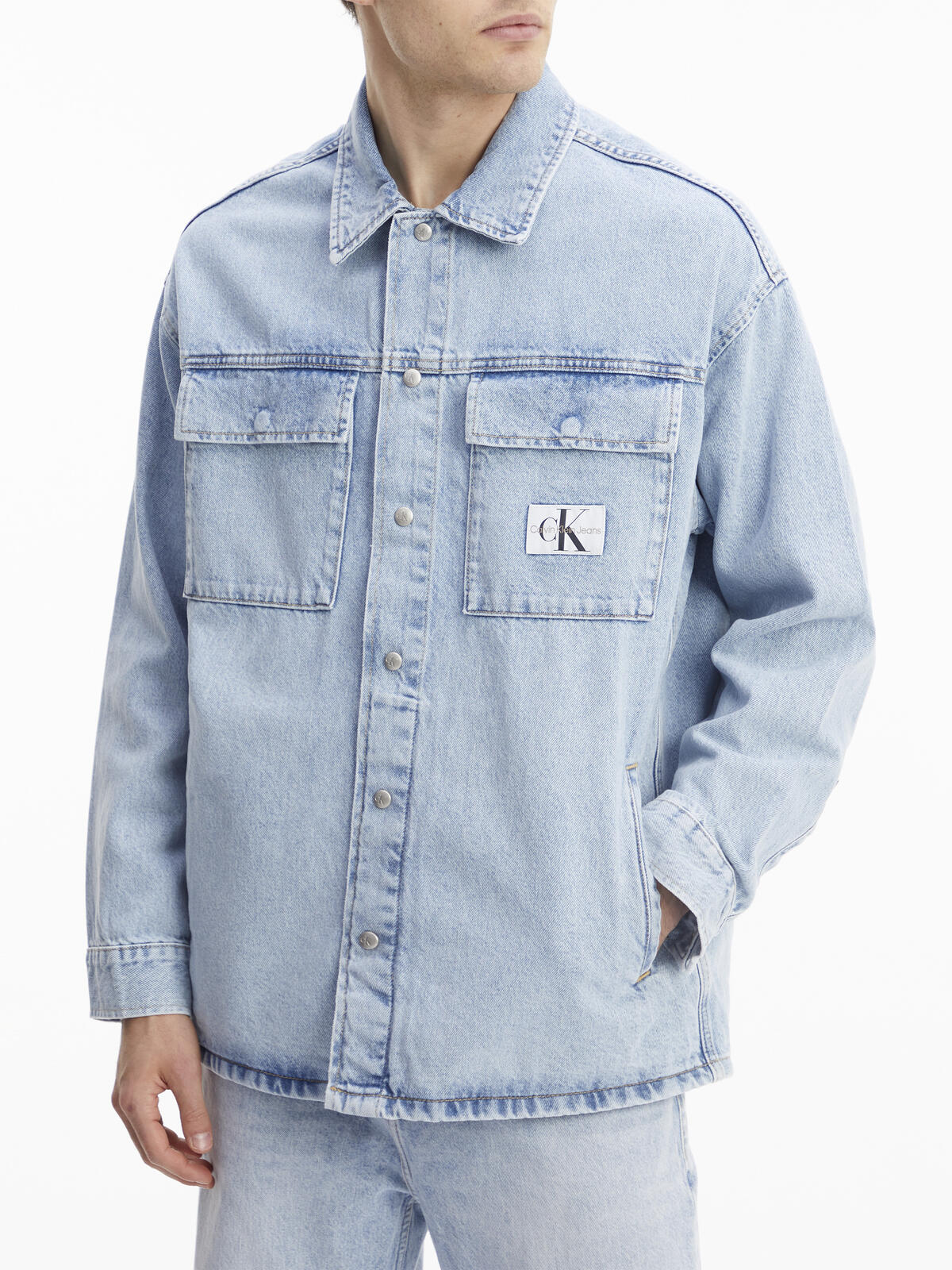 Calvin Klein OVERSIZED UTILITY SH Erkek Mavi Gömlek