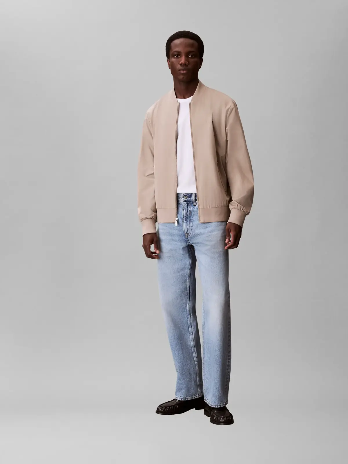 Calvin Klein LS MATTE BOMBER JACK Bej Erkek Fermuarlı Ceket
