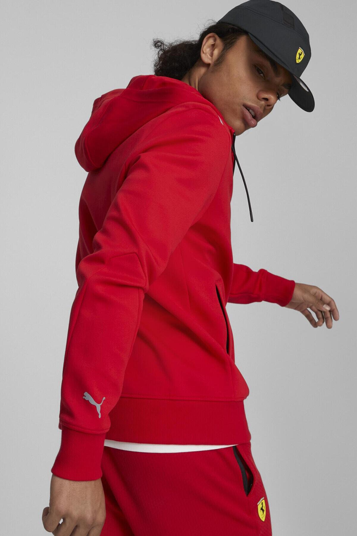 Puma Ferrari Style Hooded Sweat Jacket Kırmızı Erkek Fermuarlı Hoodie