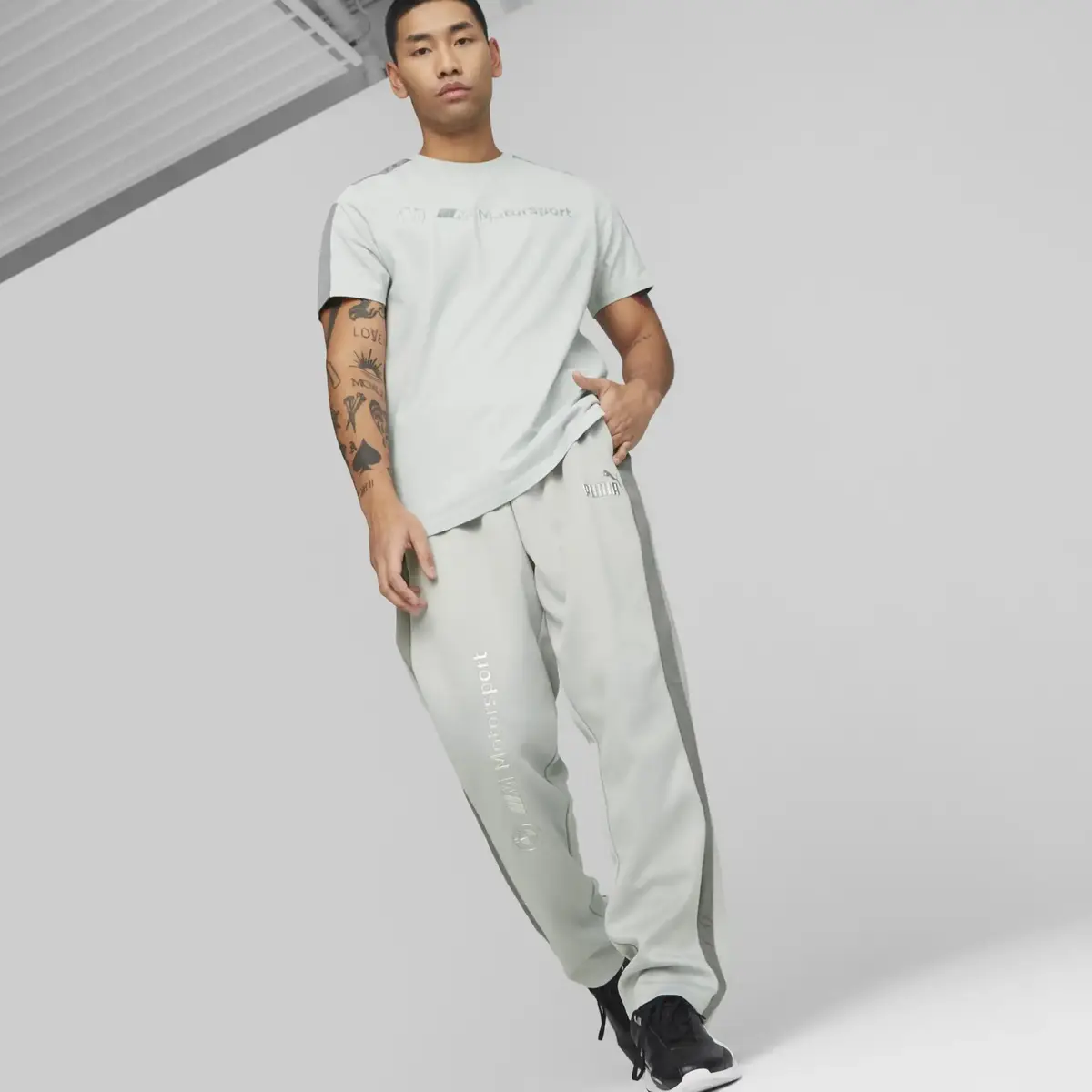Puma BMW MMS Mono Chrome Pants Flat Erkek Gri Eşofman Altı