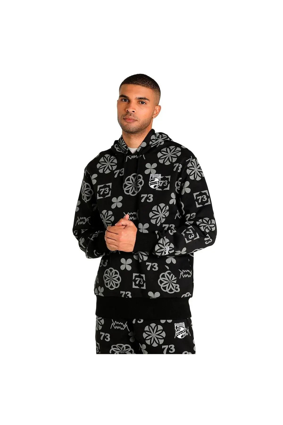 Puma Booster Clyde Print Hoodie Siyah Erkek Basketbol Hoodie