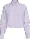 Calvin Klein WOVEN LABEL CROPPED Kadın Lila Gömlek