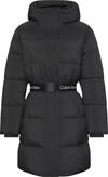 Calvin Klein BELTED MIDWEIGHT LONG PUFFER Siyah Kadın Mont